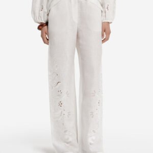 Embroidered Linen Pants