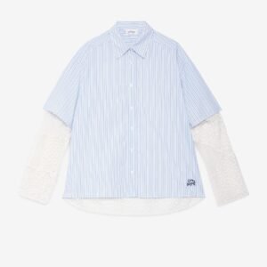 Striped shirt with macramé