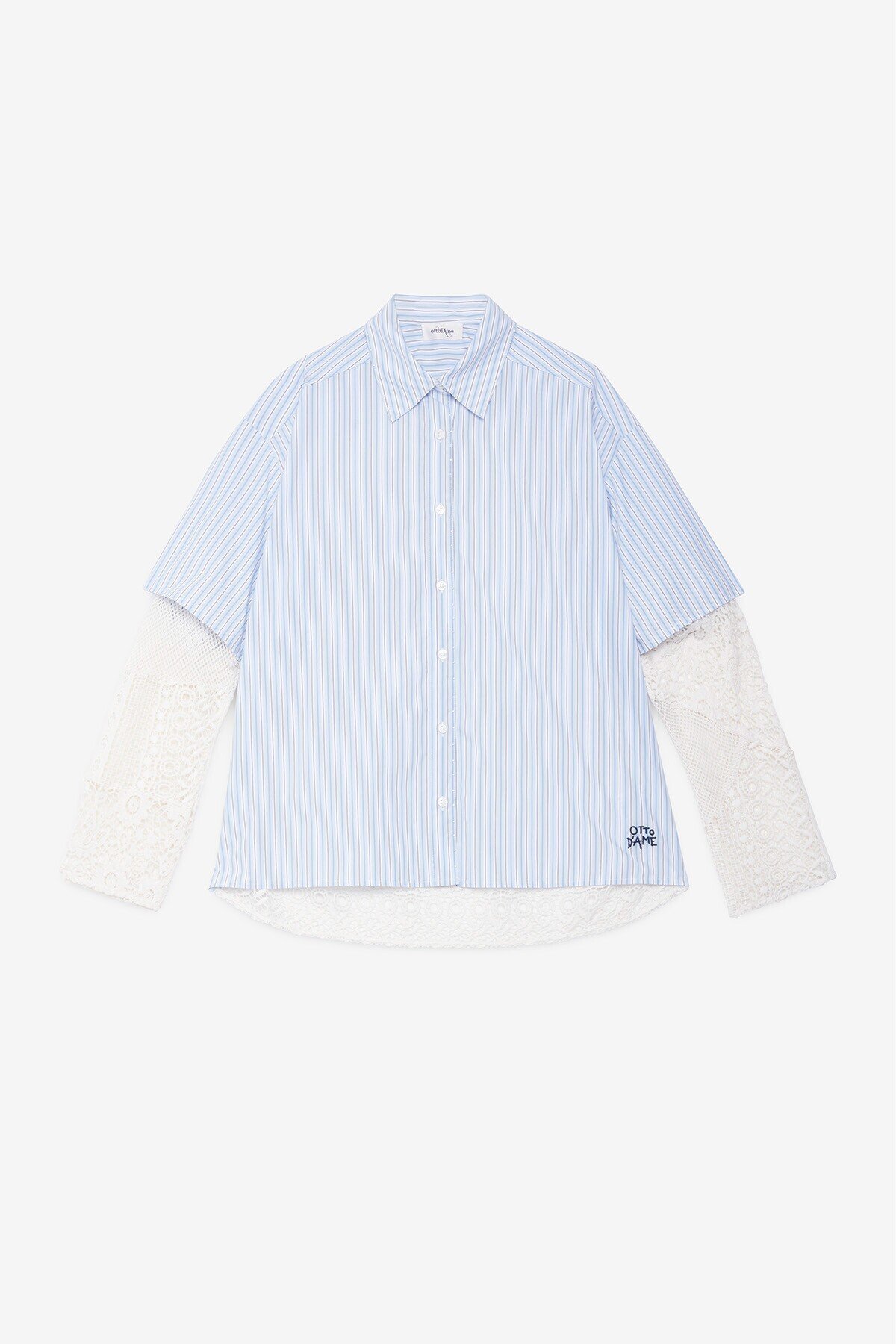 Striped shirt with macramé